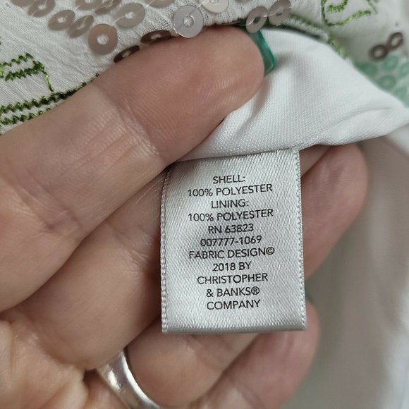 Christopher & Banks Women's Size XL Sequin Embroidered Abstract White Tank Top - Picture 5 of 8